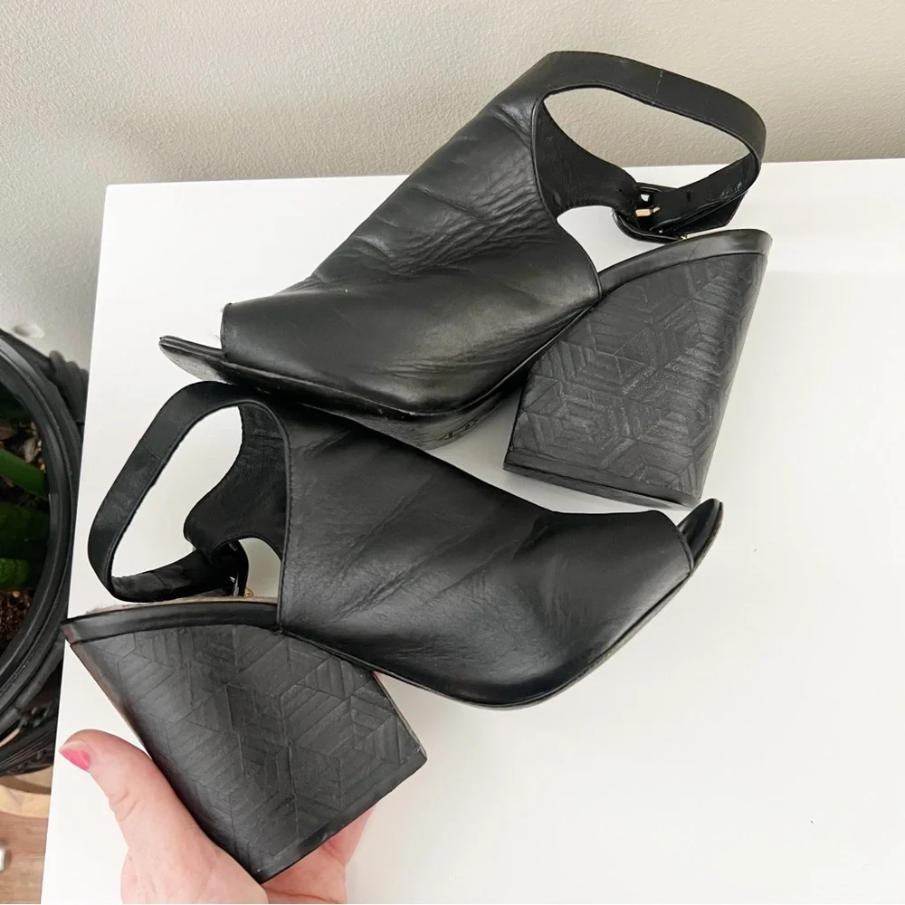 Tory Burch Grove Open Toe Leather Bootie Black Size 7